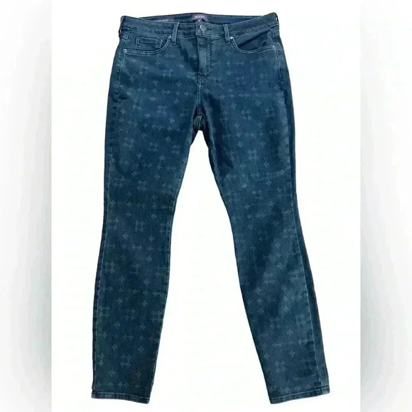 NYDJ Ami Skinny Ankle Geometric Laser Print Jean in Firesky, Dark Wash Size 10 - Picture 1 of 6